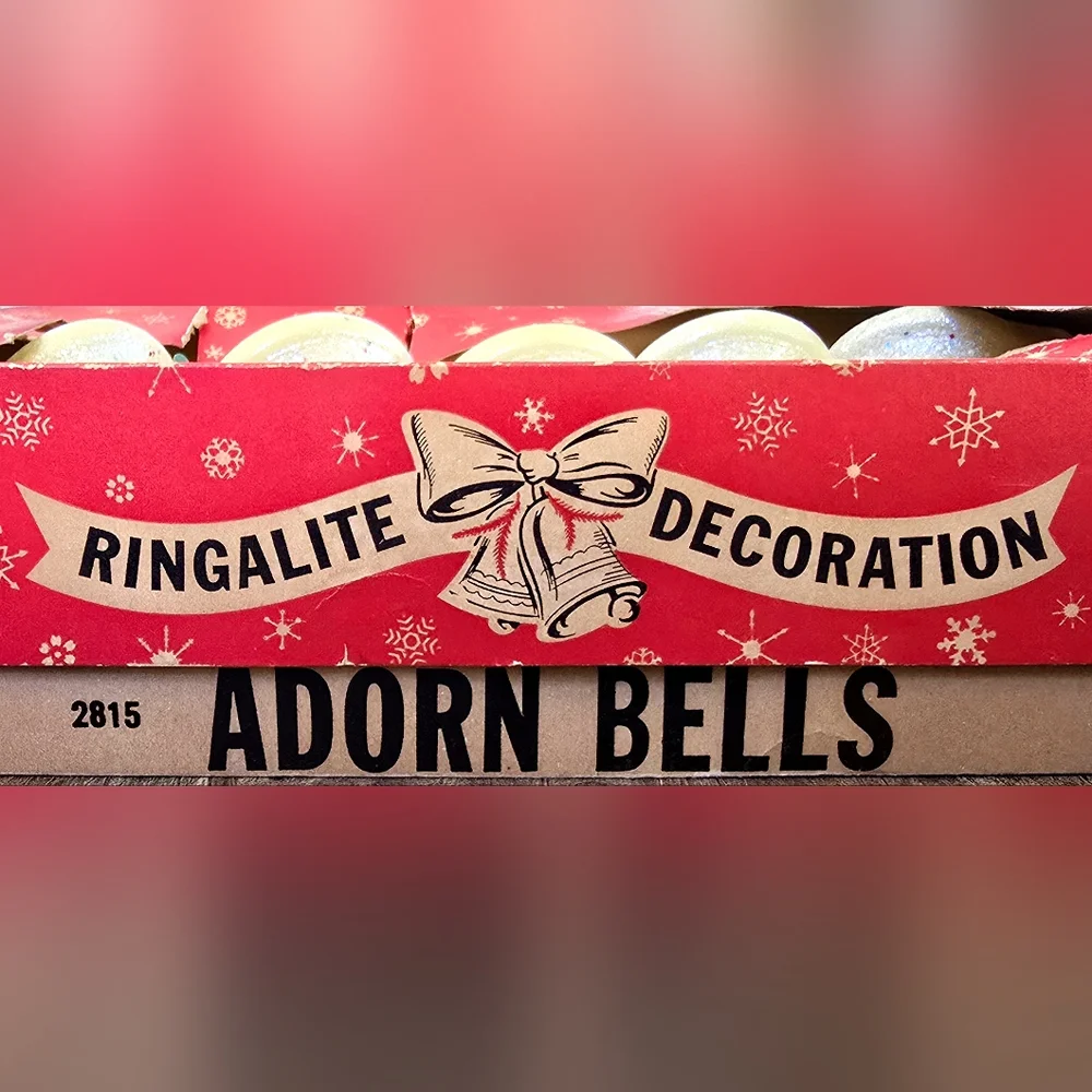 Vintage Ringalite Lighted Christmas Adorn Bells Swag Mica Glitter Original Box